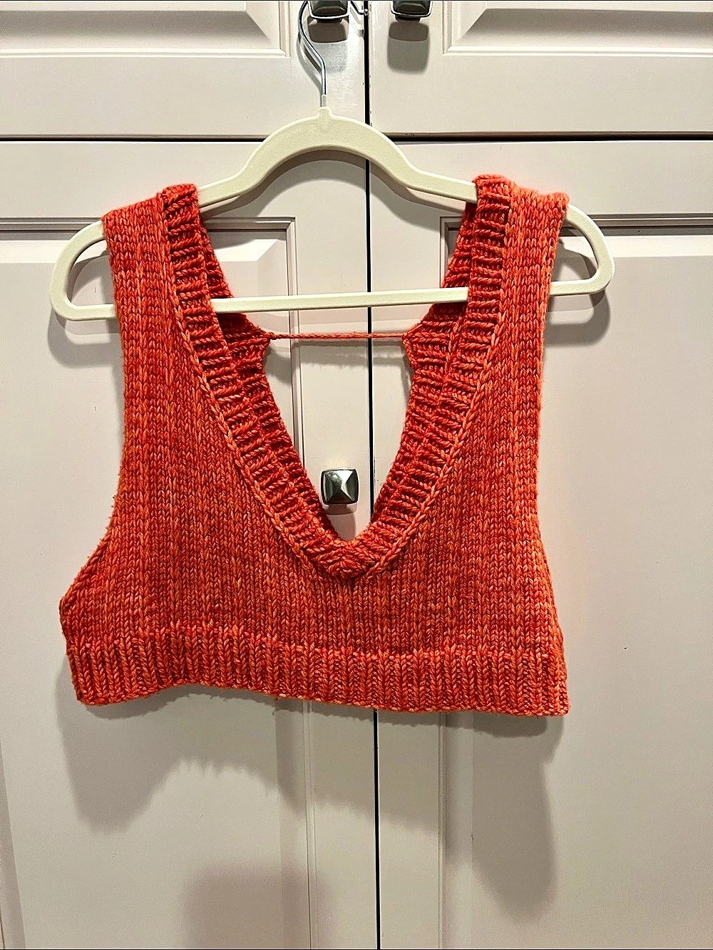 SAINE Hand-Knit V-Neck Vest in Orange